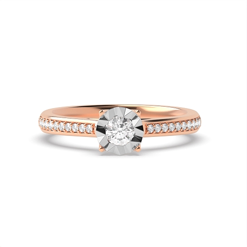 Round Rose Gold Whisper Illusion Set Engagement Rings