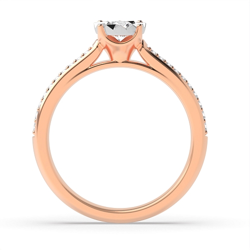 Round Rose Gold Whisper Illusion Set Engagement Rings