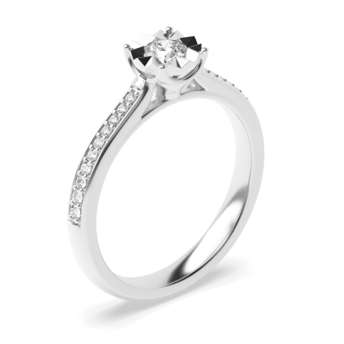 4 Prong Round Illusion Cluster Engagement Ring