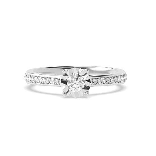 Round Whisper Illusion Moissanite Engagement Rings