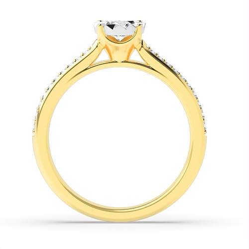 Round Yellow Gold Whisper Illusion Cluster Engagement Rings