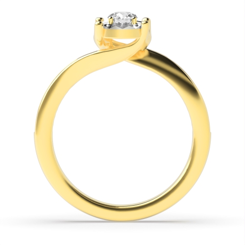 4 Prong Round Yellow Gold Illusion Set Diamond Ring