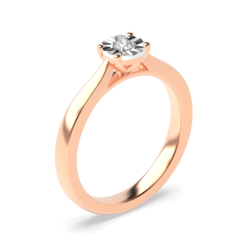 4 Prong Round Rose Gold Luster Illusion Set Engagement Rings
