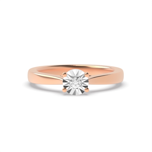 4 Prong Round Rose Gold Luster Illusion Set Engagement Rings