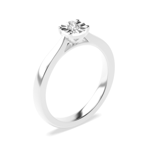 4 Prong Round Luster Illusion Naturally Mined Diamond Engagement Rings