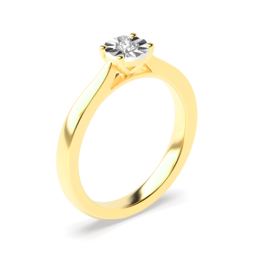 4 Prong Round Yellow Gold Cluster Diamond Ring