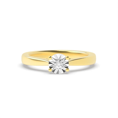 4 Prong Round Yellow Gold Cluster Diamond Ring