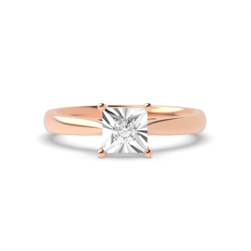 4 Prong Round Rose Gold Prominent Illusion Set Engagement Rings