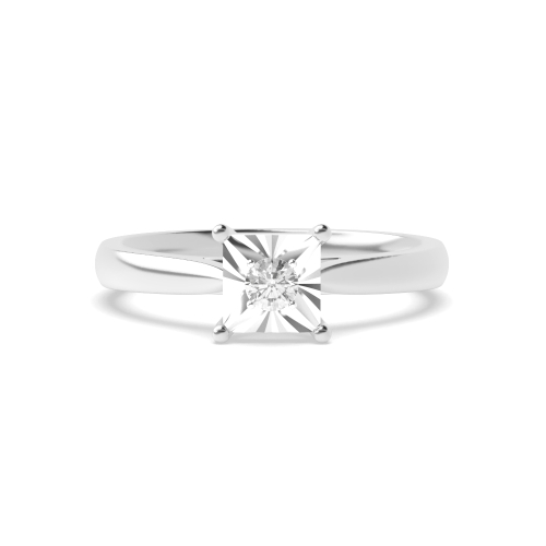 4 Prong Round Silver Prominent Illusion Set Engagement Rings