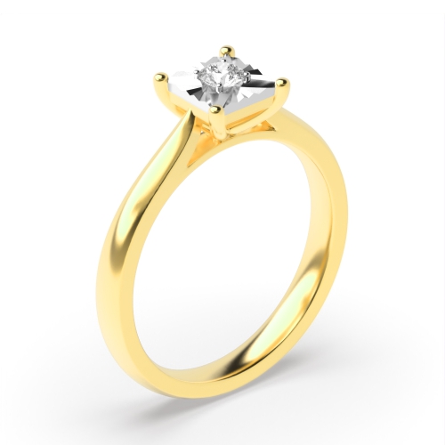 4 Prong Round Yellow Gold Cluster Diamond Ring