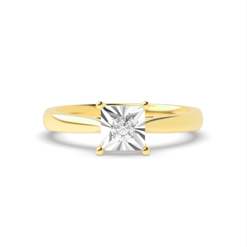 4 Prong Round Yellow Gold Cluster Diamond Ring