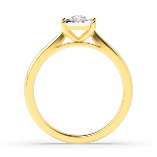 4 Prong Round Yellow Gold Cluster Diamond Ring