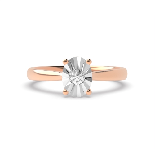 4 Prong Round Rose Gold V claws illusion set Illusion Set Engagement Rings