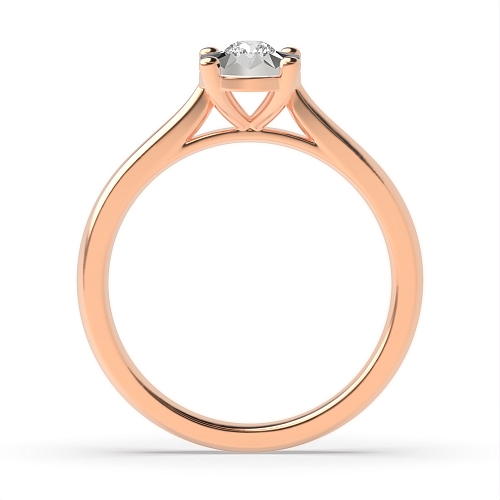 4 Prong Round Rose Gold V claws illusion set Engagement Rings