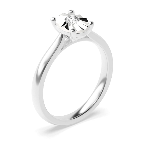 4 Prong Round V claws illusion set Engagement Rings