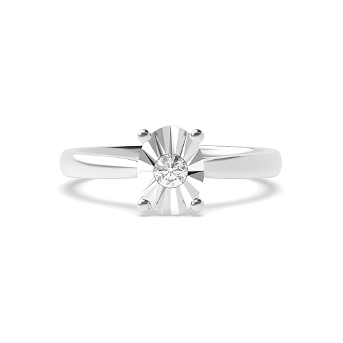 4 Prong Round V claws illusion set Engagement Rings