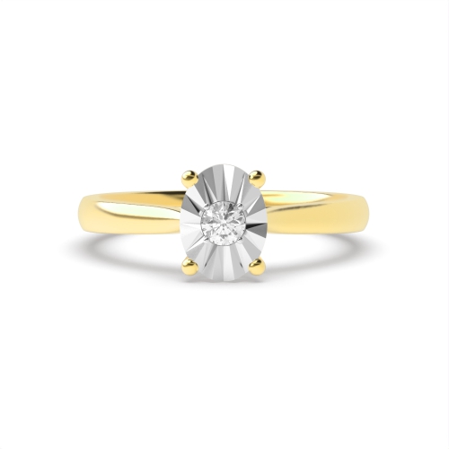 4 Prong Round Yellow Gold V claws illusion set Cluster Engagement Rings