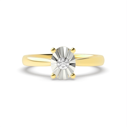 4 Prong Round Yellow Gold V claws illusion set Engagement Rings