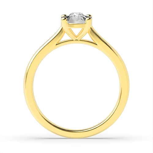 4 Prong Round Yellow Gold V claws illusion set Engagement Rings