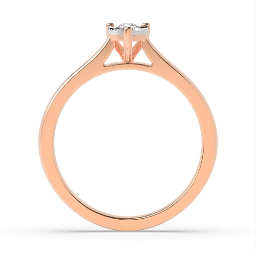 3 Prong Round Rose Gold Heartbeat Illusion Engagement Rings