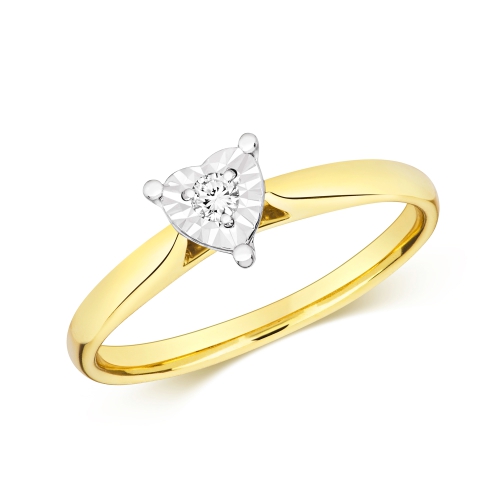 4 Prong Round Yellow Gold Cluster Diamond Ring