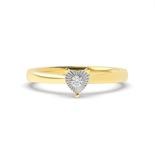 3 Prong Round Yellow Gold Heartbeat Illusion Engagement Rings