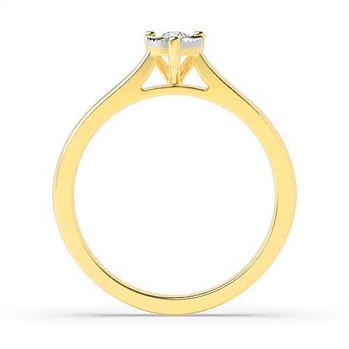 3 Prong Round Yellow Gold Heartbeat Illusion Engagement Rings