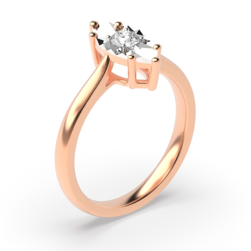 4 Prong Round Rose Gold Illusion Set Engagement Rings