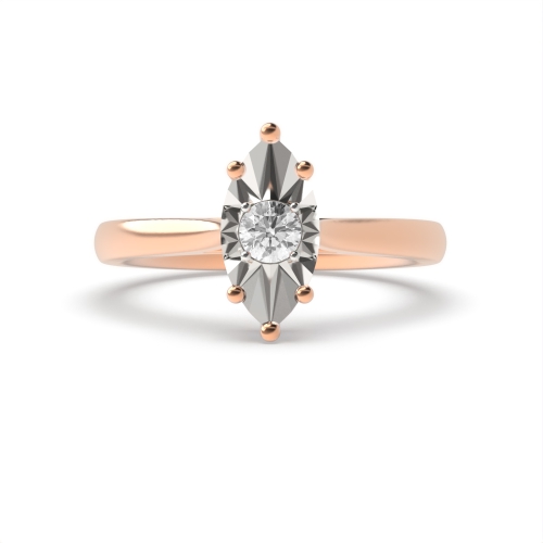 4 Prong Round Rose Gold Illusion Set Engagement Rings