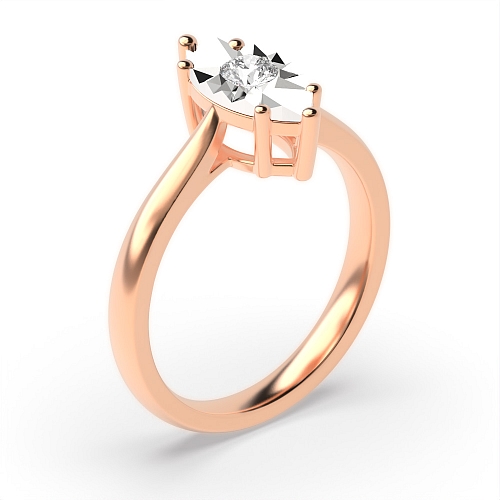 Round Rose Gold Illusion Engagement Rings