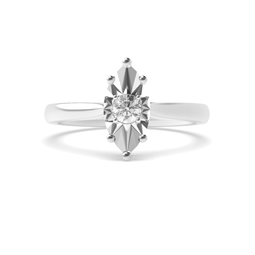 4 Prong Round Illusion Cluster Engagement Ring