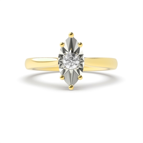 4 Prong Round Yellow Gold Illusion Cluster Engagement Rings