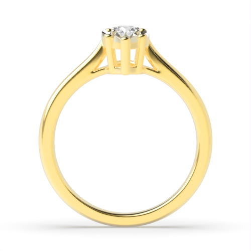 4 Prong Round Yellow Gold Illusion Cluster Engagement Rings