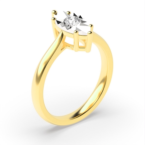 Round Yellow Gold Illusion Engagement Rings