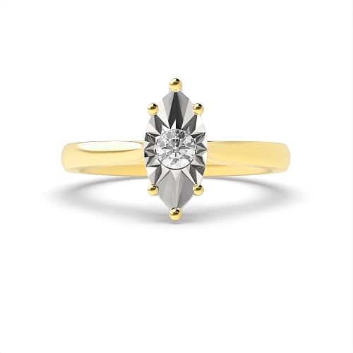 Round Yellow Gold Illusion Engagement Rings
