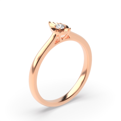 4 Prong Round Rose Gold Droplet Illusion Set Engagement Rings