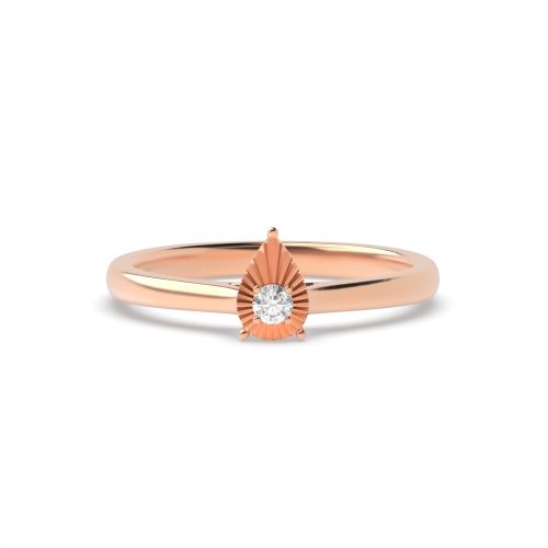 4 Prong Round Rose Gold Droplet Illusion Set Engagement Rings