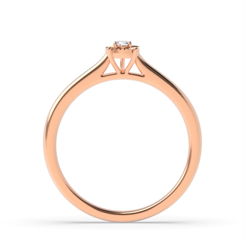 4 Prong Round Rose Gold Droplet Illusion Set Engagement Rings