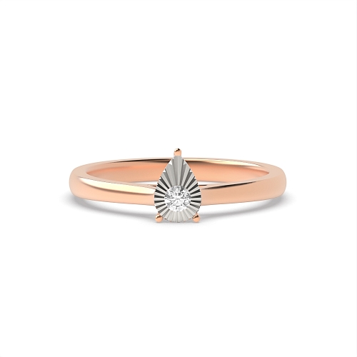 4 Prong Round Rose Gold Droplet Illusion Engagement Rings