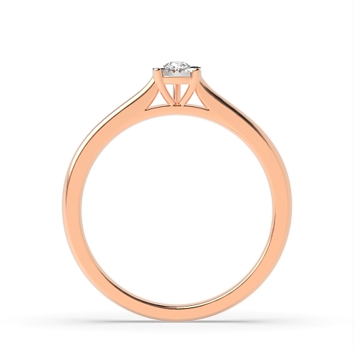 4 Prong Round Rose Gold Droplet Illusion Engagement Rings