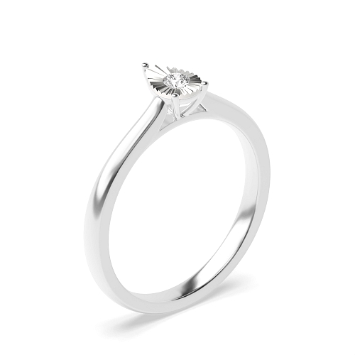 4 Prong Round Droplet Illusion Naturally Mined Diamond Engagement Rings