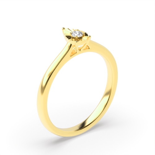 4 Prong Round Yellow Gold Cluster Diamond Ring