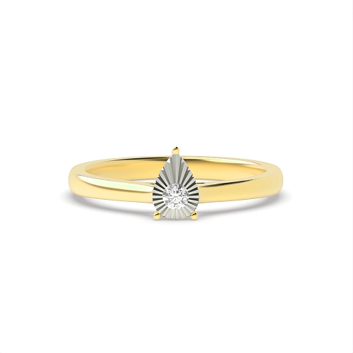 4 Prong Round Yellow Gold Droplet Illusion Engagement Rings