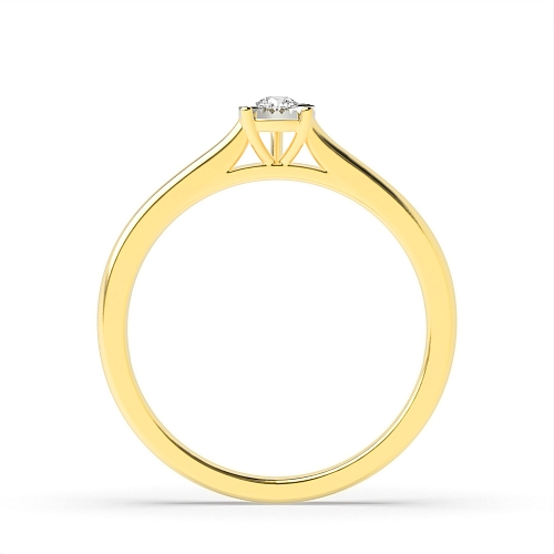 4 Prong Round Yellow Gold Droplet Illusion Engagement Rings