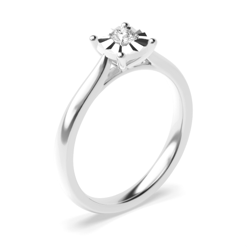 Illusion Set Cushion Shape Lab Grown Diamond Engagement Ring (5.0Mm)
