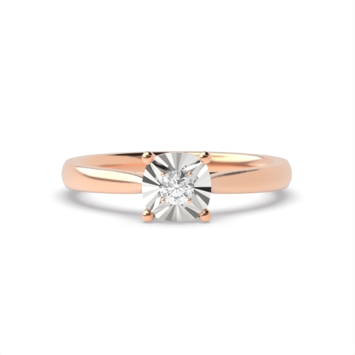 4 Prong Round Rose Gold Pinnacle Point Illusion Set Engagement Rings