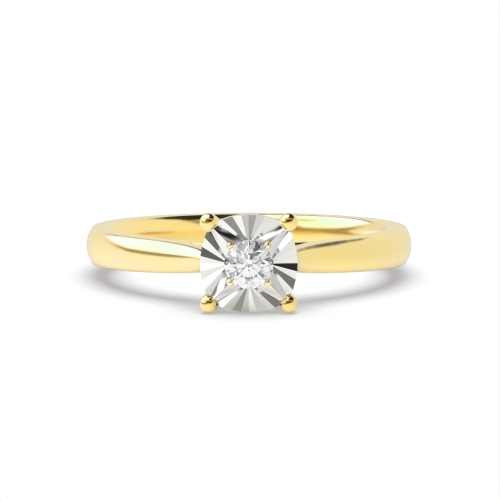 4 Prong Round Yellow Gold Pinnacle Point Illusion Set Engagement Rings