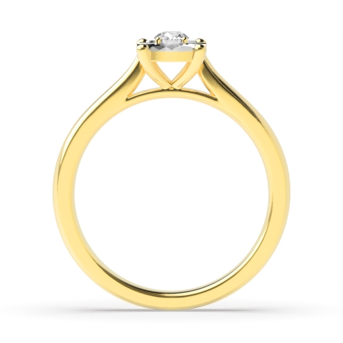 4 Prong Round Yellow Gold Pinnacle Point Illusion Set Engagement Rings