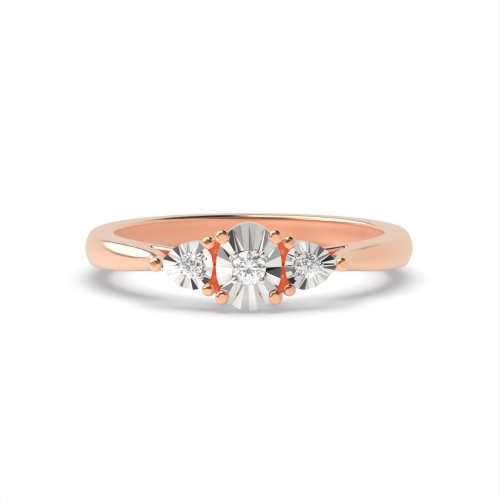 4 Prong Round Rose Gold And pear shape illusion disc Illusion Set Engagement Rings