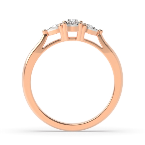 4 Prong Round Rose Gold And pear shape illusion disc Illusion Set Engagement Rings